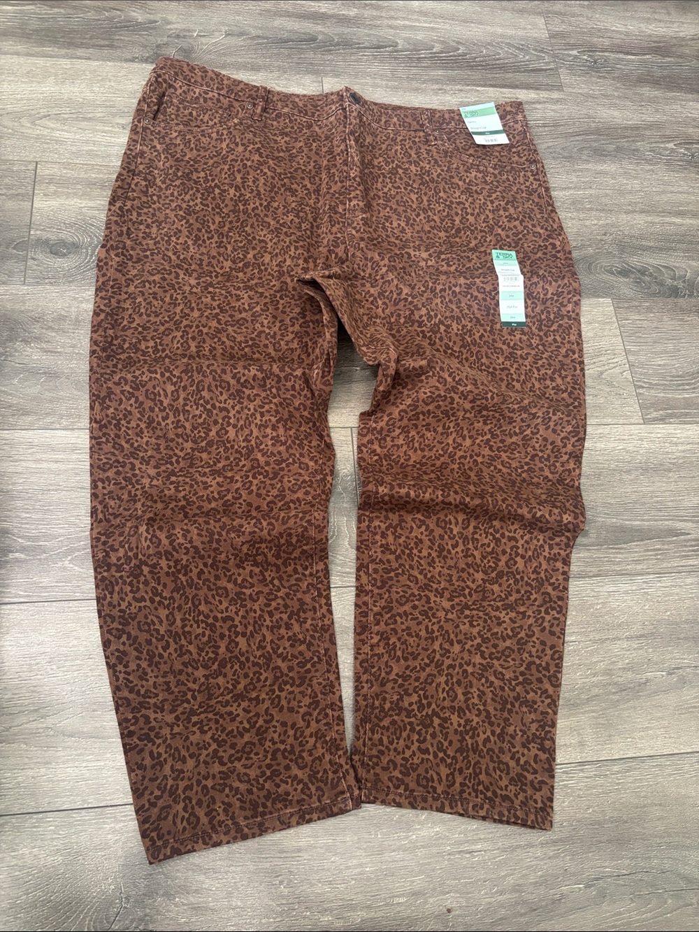 Terra & Sky Brown Leopard-Print Straight Leg Jeans